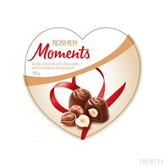 Roshen moments chocolate candies with whole hazelnut heart 98 g 8 pcs/box