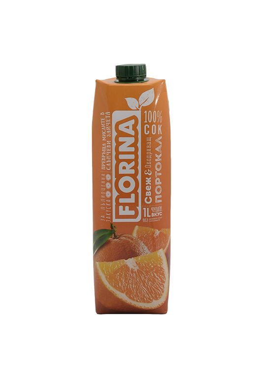 Сок Florina Orange 100% свежевыжатый 1 л 12 шт/пачка