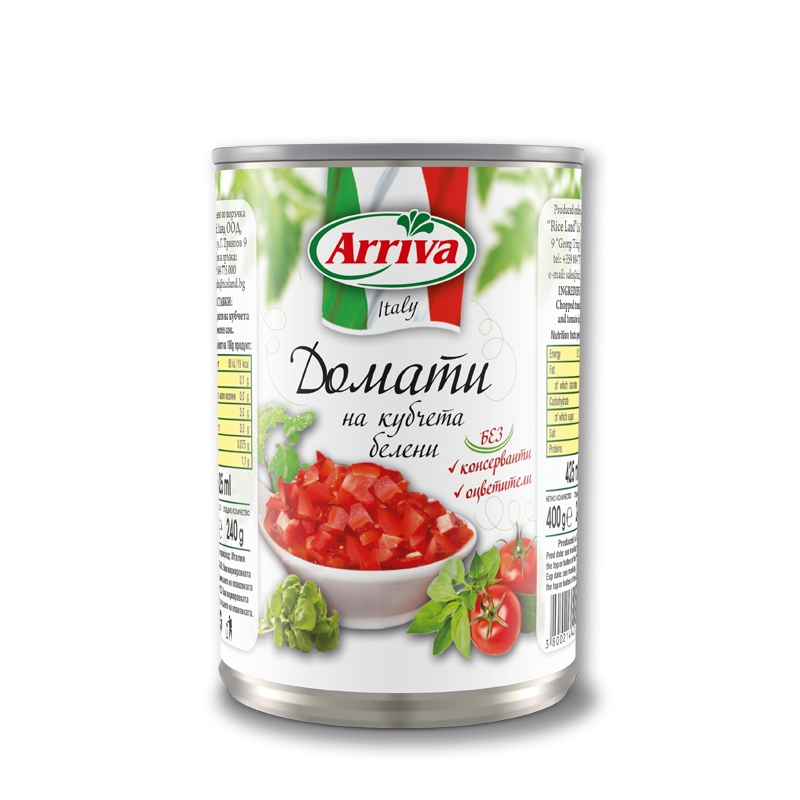 Ariva Peeled diced tomatoes /metal box/400 g 24 pcs/stack