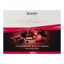 Chocolate candies Roshen Compliment Strawberry and cream 0.120/10 pcs./box