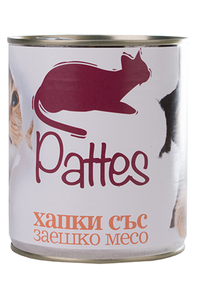 Patis Kediler için konserve tavşan tavşan 820 gr 12 adet/st.