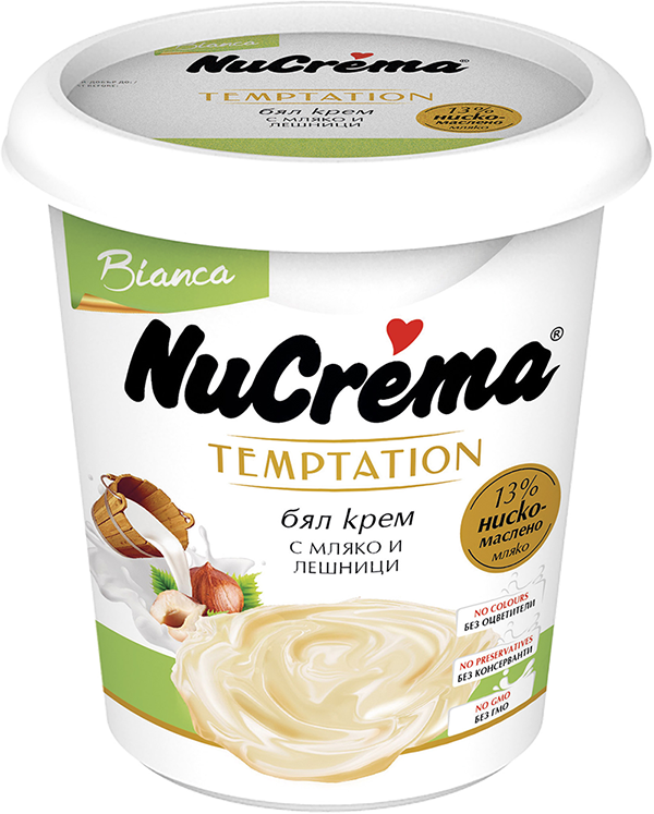 Nukrema weiße Creme mit Milch und Haselnüssen 400 g 8 Stück/Karton