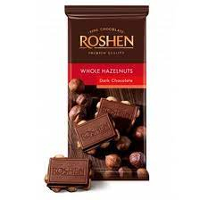 Roshen Dark Chocolate Whole Hazelnut 90g.