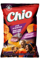 Chips CHIO Fußballfleisch und Senf 125 g 12 Stk./Karton Stk./Karton.