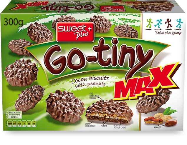 GO-TINI Max fıstık kremalı bisküvi 300g. 12 adet/koli.