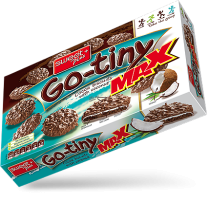 GO-TINI Max Kekse mit Milchcreme und Kokosnuss (schockverpackt) 300g. 12 Stück/Karton.