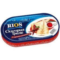 Скумбрия ФИЛЕ РИОС в остром томатном соусе 180 г 10 шт./пачка