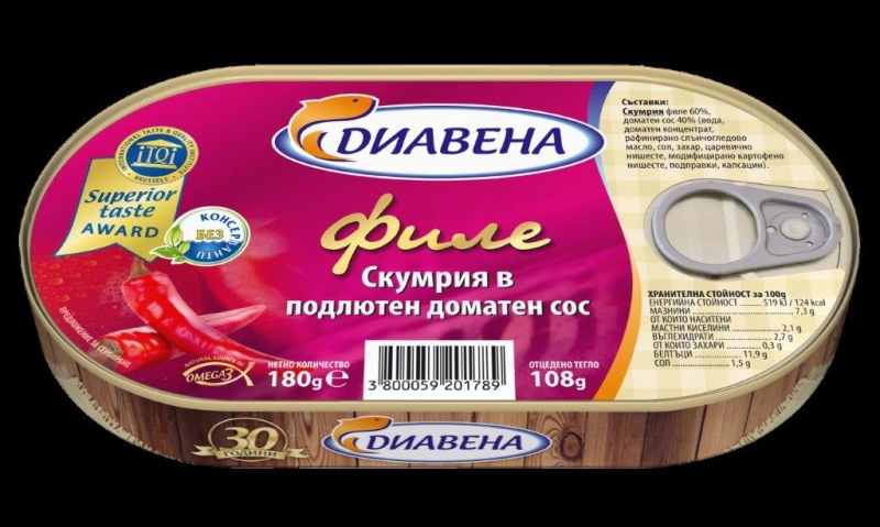 Diavena mackerel fillet 0.180 in spicy tomato sauce 15 pcs./stack