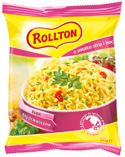 Spaghetti Rollton cheese and bacon 60g. 60 pcs./case