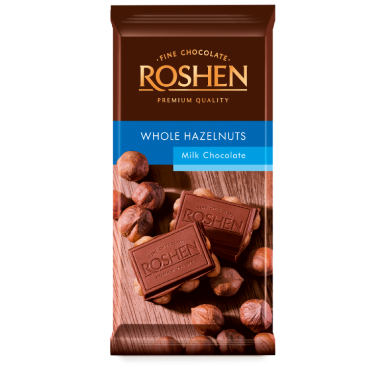 Chocolate Roshen whole hazelnut 90g.