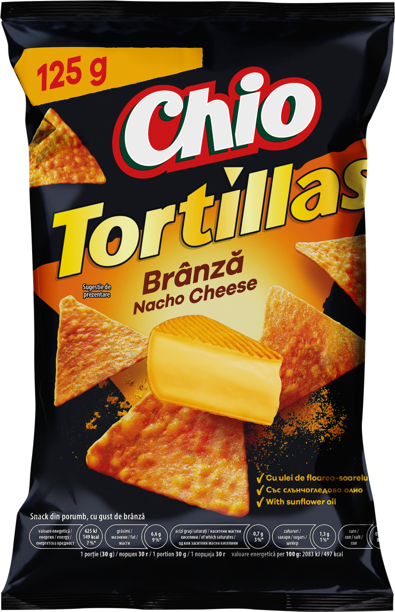 Chio-Tortilla-Chips, Nacho-Käse, 125 g, 10 Stück/Karton