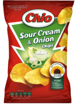 Chips CHIO Sahne und Zwiebeln 140g 10 Stk./Karton.