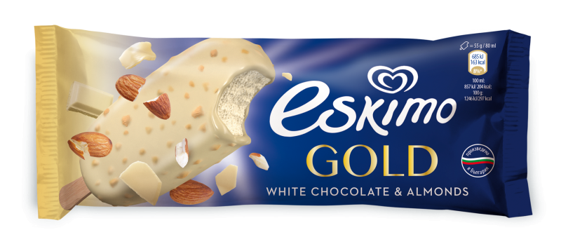 Eskimo Gold chocolate stick with almonds 75g. 25 pcs./case