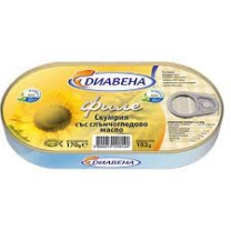Diavena mackerel fillet 0.170 in sunflower oil 15 pcs./stack