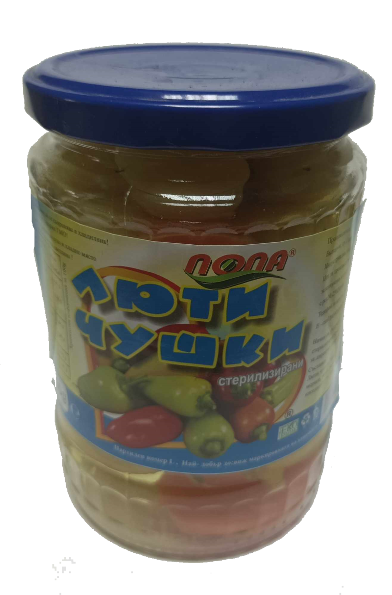 Popa Hot peppers 580g White jar 12 pcs/stack