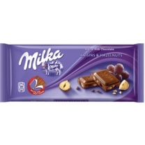 Chocolate Milka Haselnuss und Rosinen 22 Stk./Karton